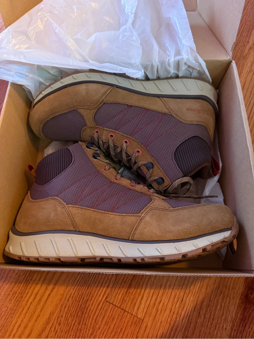 L.L. Bean Men's Brown and Taupe Suede-Trim Hiking Boots Men's Snow Sneaker 5